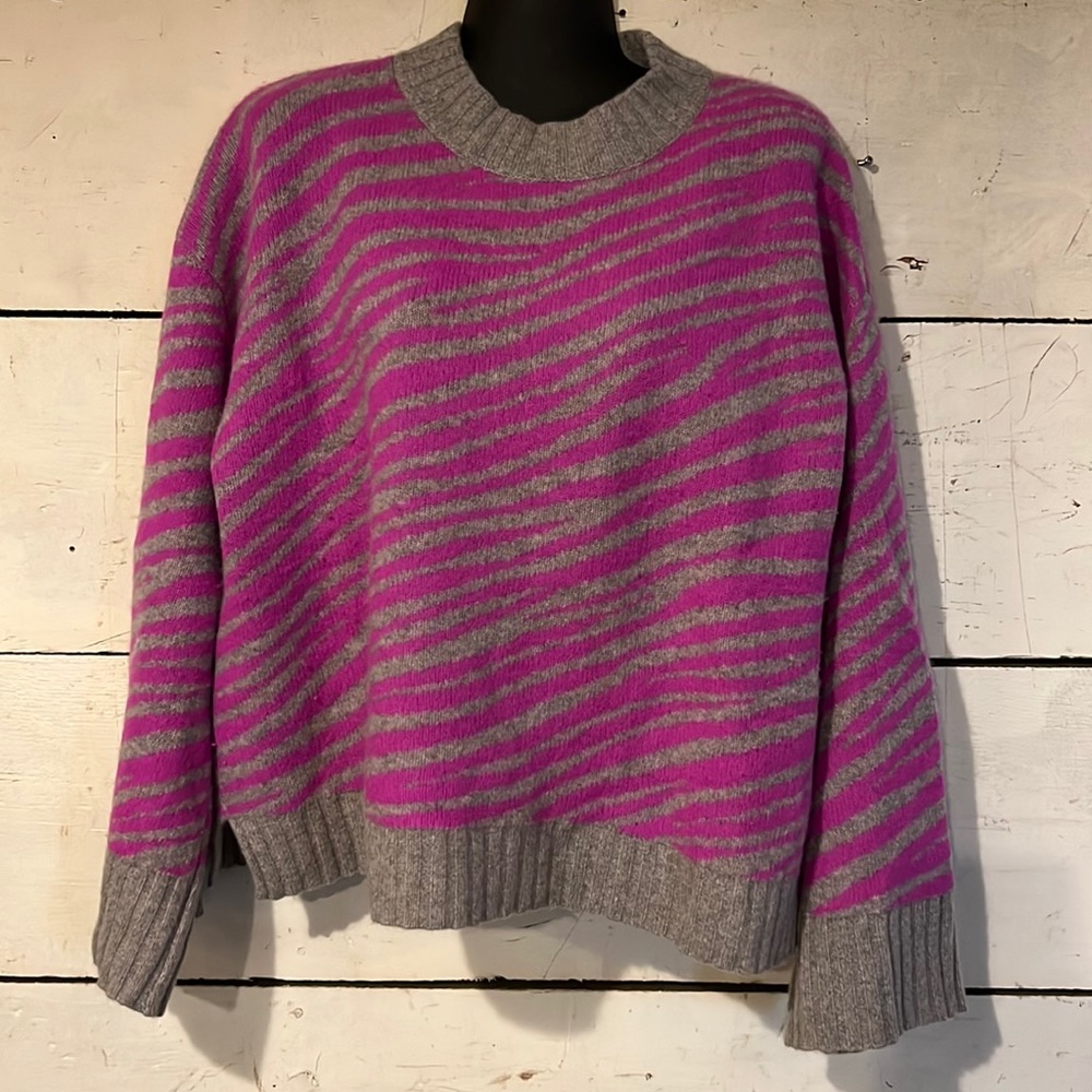 White and Warren cashmere zebra sweater